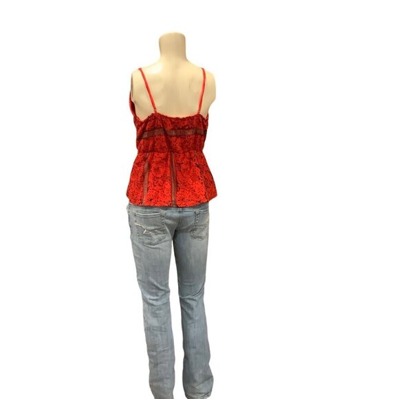 Monteau Red Spagheti strap lace elastic waist womens top large - Picture 5 of 14